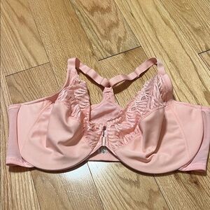 Glamorise Front-Closure T-Back WonderWire Underwire Bra in pink 46F NWOT